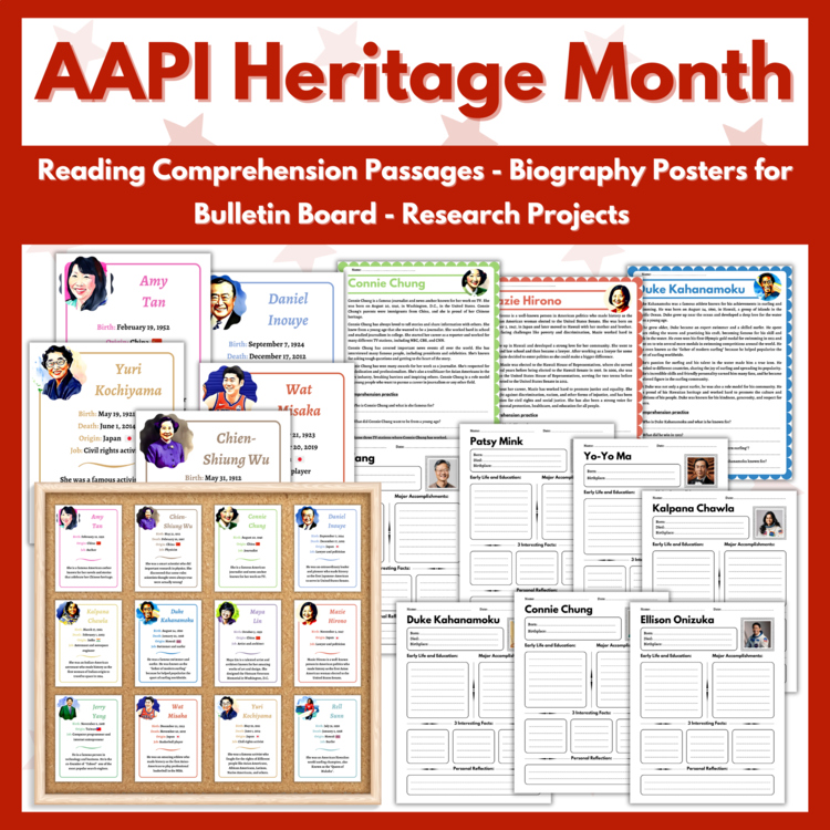 AAPI Heritage Month Activities Reading Passages Research Projects Bulletin Board
