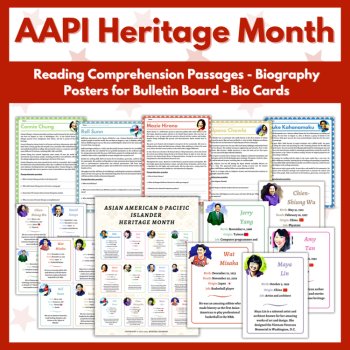 AAPI Heritage Month Activities Reading Passages Research Projects Bulletin Board, image 2