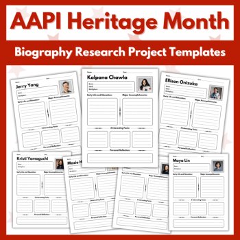 AAPI Heritage Month Biography Research Project Templates - 20 AAPI Leaders, image 2