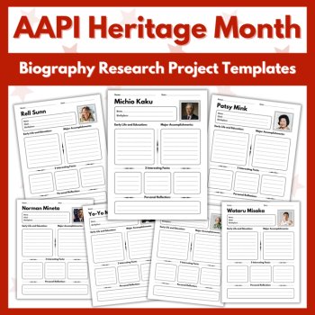 AAPI Heritage Month Biography Research Project Templates - 20 AAPI Leaders, image 3