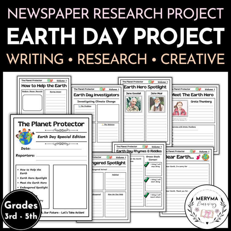 Earth Day Project | Earth Day Newspaper Research Project | Writing Activities