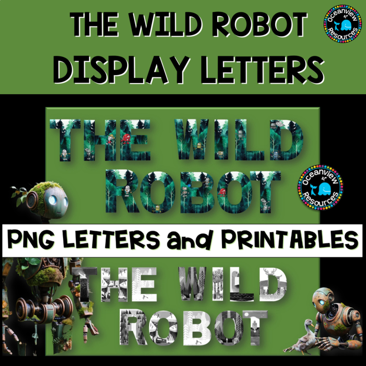 The WILD ROBOT Lettering DISPLAY PACK, png files and pdf