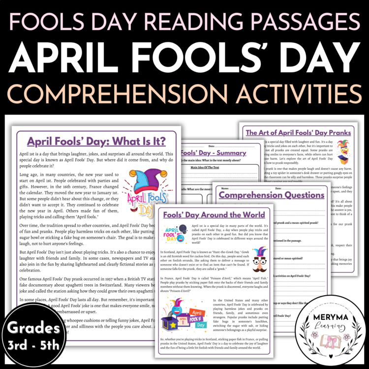 April Fools Day Reading Comprehension Passages | April Fools Day Activities