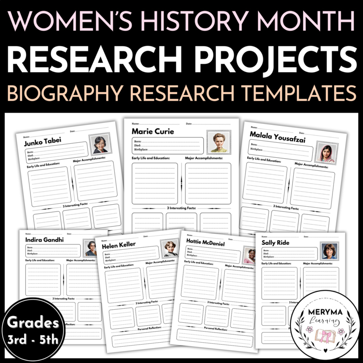 Women's History Month Biography Research Project Templates