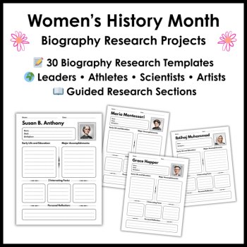 Women's History Month Biography Research Project Templates, image 2