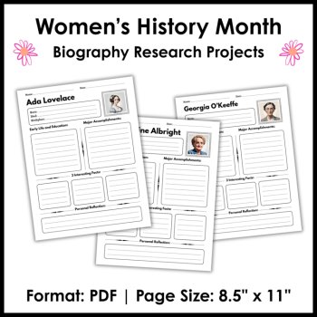 Women's History Month Biography Research Project Templates, image 3