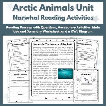 Narwhal Reading Comprehension Activities - Arctic Animals Unit, image 2
