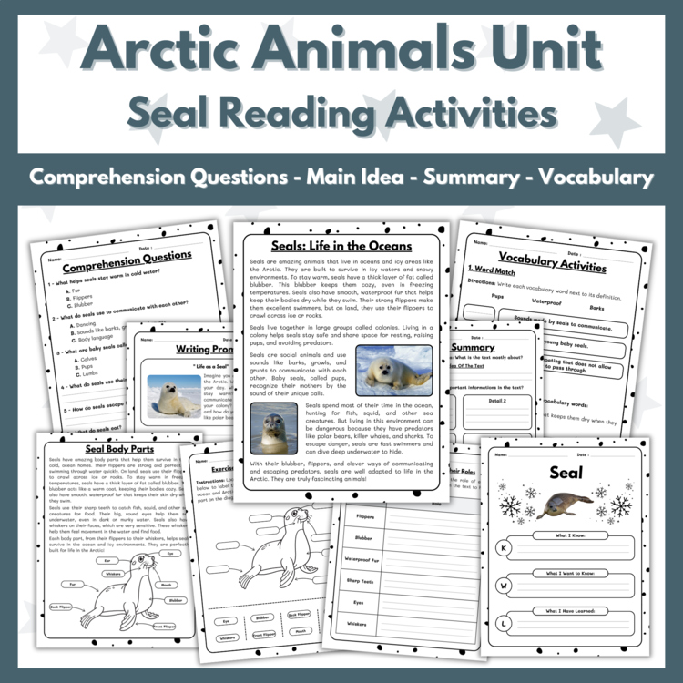 Seal Reading Comprehension Activities - Arctic Animals Unit