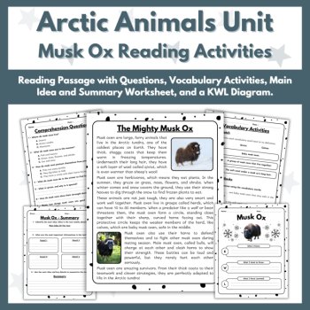 Musk Ox Reading Comprehension Activities - Arctic Animals Unit, image 2