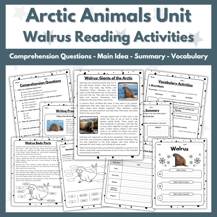 Walrus Reading Comprehension Activities - Arctic Animals Unit