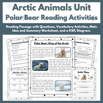 Polar Bear Reading Comprehension Activities - Arctic Animals Unit, image 2