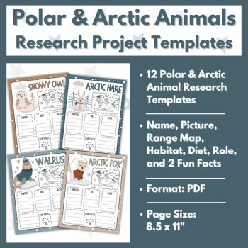 Polar and Arctic Animals Research Project Templates - Winter Bulletin Board, image 3