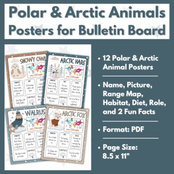 Polar and Arctic Animals Posters for Winter Bulletin Board, image 4
