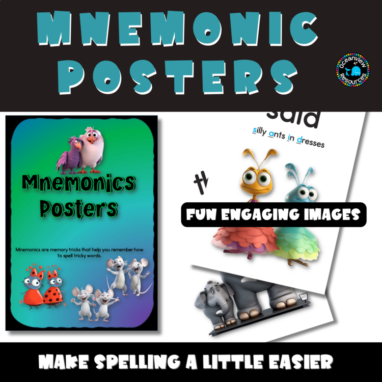 Mnemonic posters tricky spelling words