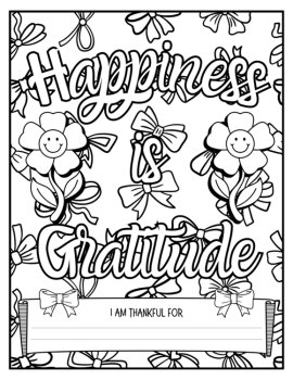Thankfulness & Gratitude Coloring Pages and “I Am Thankful For” Writing Sheets, image 4