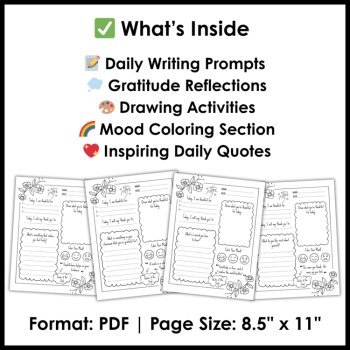 30-Day Thankfulness and Gratitude Journal Writing Prompts and Drawing Activities, image 2