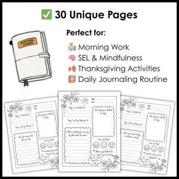 30-Day Thankfulness and Gratitude Journal Writing Prompts and Drawing Activities, image 3