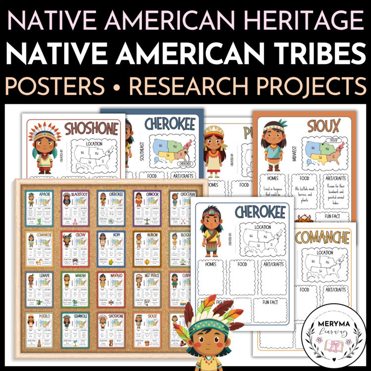 Native American Tribes Research Projects and Bulletin Board Posters