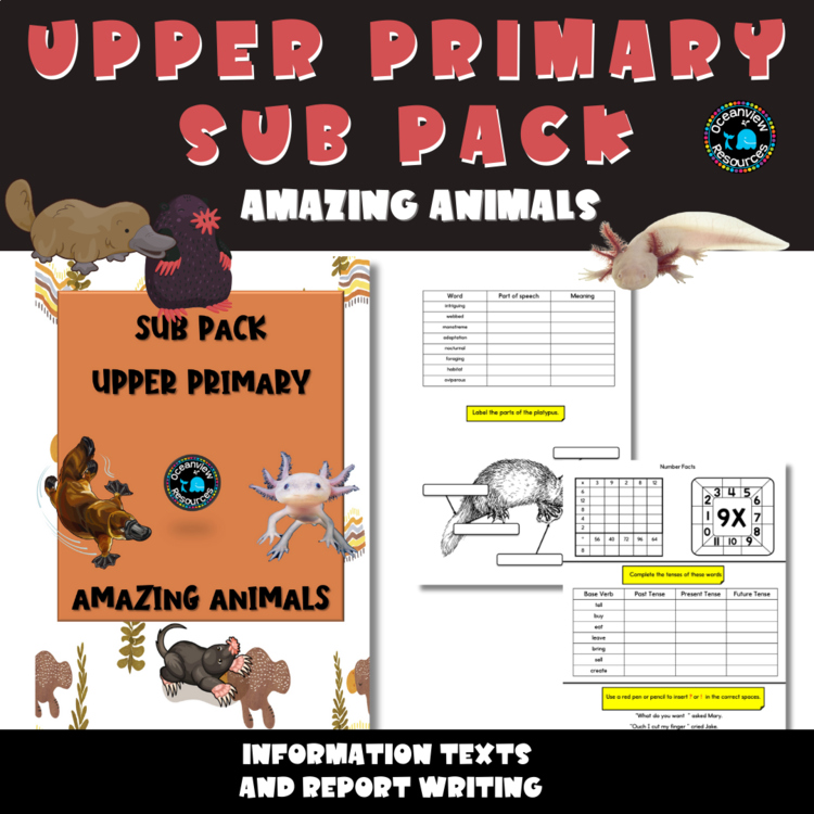 SUB PACK/PLANS NO PREP grade5/6 AMAZING ANIMALS
