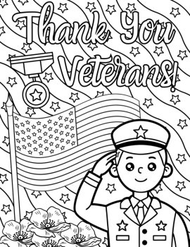 Veterans Day Thank You Cards - Coloring Pages and Letter Writing Sheets, image 2