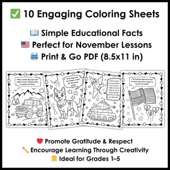 Veterans Day Reading Comprehension Activities Writing Coloring Pages Puzzles, image 4