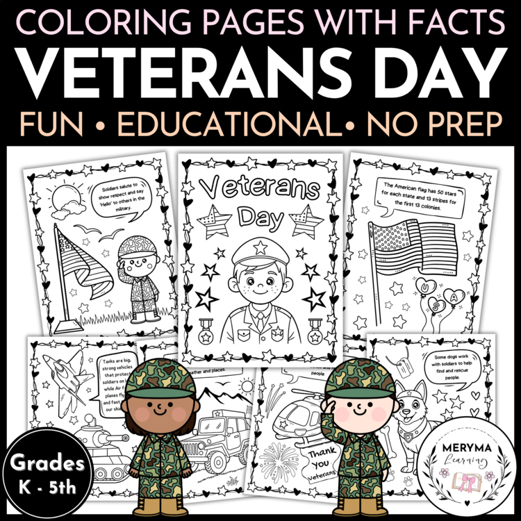 Veterans Day Coloring Pages with Facts - November Coloring Sheets