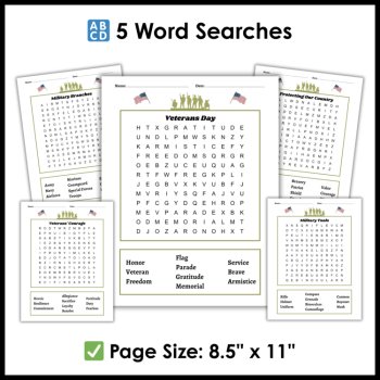 Veterans Day Puzzle - Veterans Day word Search Puzzles - Crossword - Maze, image 2