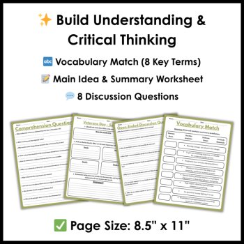 Veterans Day Reading Comprehension Activities - Veterans Day Writing Prompts, image 3