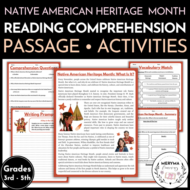 Native American Heritage Month What Is It - Reading Comprehension Activities