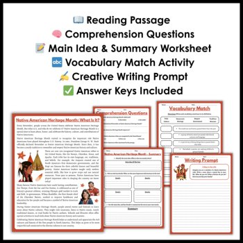 Native American Heritage Month What Is It - Reading Comprehension Activities, image 2
