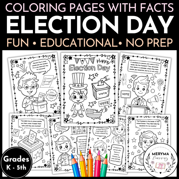 Election Day Coloring Pages - Voting and Elections Coloring Sheets with Facts