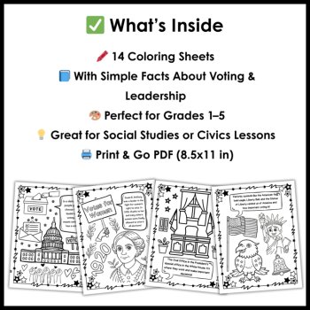 Election Day Coloring Pages - Voting and Elections Coloring Sheets with Facts, image 2