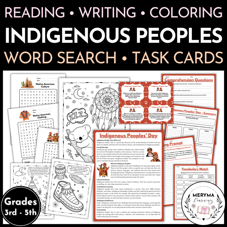 Indigenous Peoples Day Activities Reading Passages Coloring Pages Word Searches