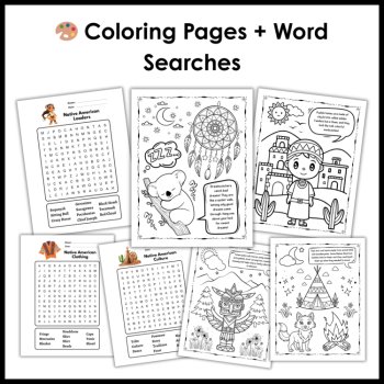 Indigenous Peoples Day Activities Reading Passages Coloring Pages Word Searches, image 4