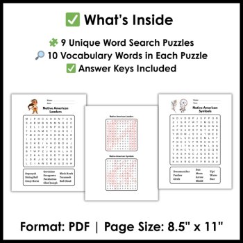 Native American Heritage Month and Indigenous Peoples Day Word Search Puzzles, image 2