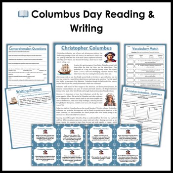 Columbus Day and Indigenous Peoples Day Reading Comprehension & Writing Prompts, image 3