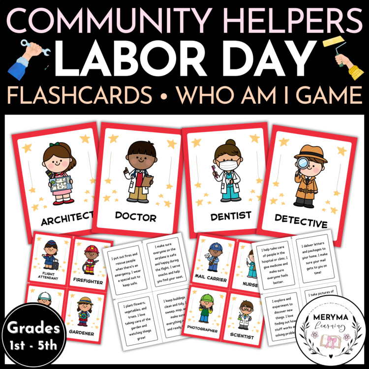 Labor Day Careers Community Helpers Flashcards – Who Am I Game