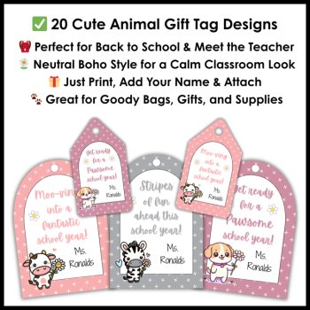 Meet the Teacher - Cute Animal Back to School Editable Neutral Boho Gift Tags, image 3