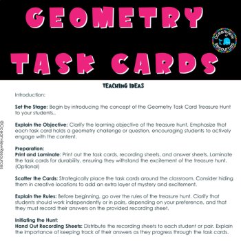 Geometry Task Cards- Hunt the room with recording sheet and answer cards, image 3