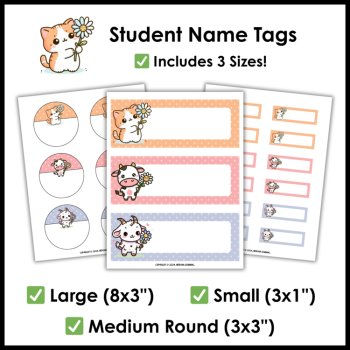 Neutral Boho Animal Daisy Flower Student Name Tags - Desk Supply Editable Labels, image 3