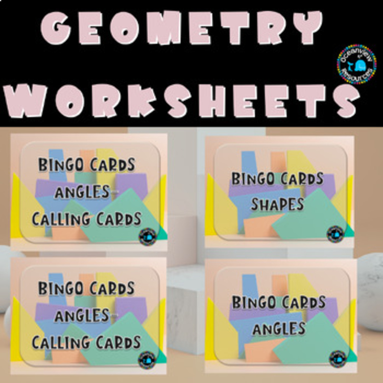 Geometry Pack-Properties of 2D,3D shapes and Angles. Bingo cards and worksheets.