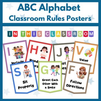 ABC Alphabet Class Rules Posters, Classroom Decor, Back to School Bulletin board, image 2