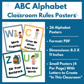 ABC Alphabet Class Rules Posters, Classroom Decor, Back to School Bulletin board, image 3