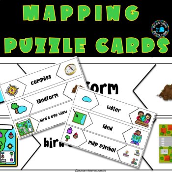 Mapping Vocabulary Puzzle, 15 puzzle cards basic mapping terms, image 3