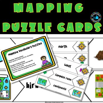 Mapping Vocabulary Puzzle, 15 puzzle cards basic mapping terms, image 4