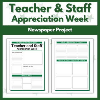 Teacher Appreciation Week Reading Activities Writing Prompts Newspaper Project, image 4