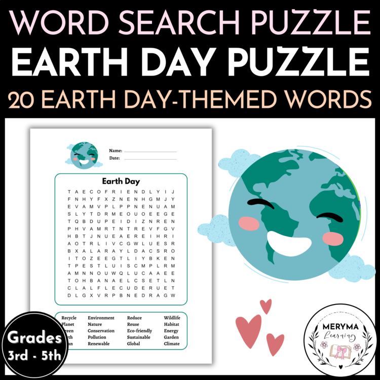 Earth Day Word Search Puzzle | Earth Day Activities | Vocabulary & Fun Worksheet