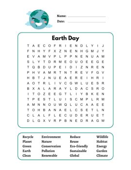 Earth Day Word Search Puzzle | Earth Day Activities | Vocabulary & Fun Worksheet, image 2