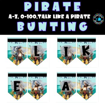 PIRATE DECOR Bunting with a pirate theme, Alphabet, 0-100 and Talk like a pirate, image 2