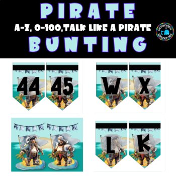 PIRATE DECOR Bunting with a pirate theme, Alphabet, 0-100 and Talk like a pirate, image 3